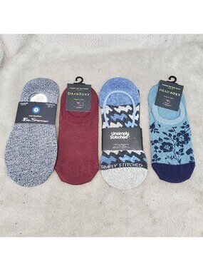 Sock Bundle Four Count Mens Size One Size Blue & Burgundy No Show Socks *NWT*